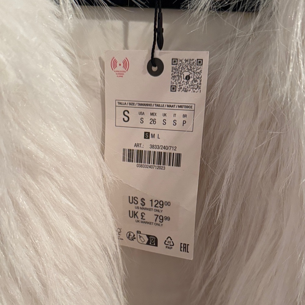 Zara White Faux Fur Jacket - Picture 3 of 8